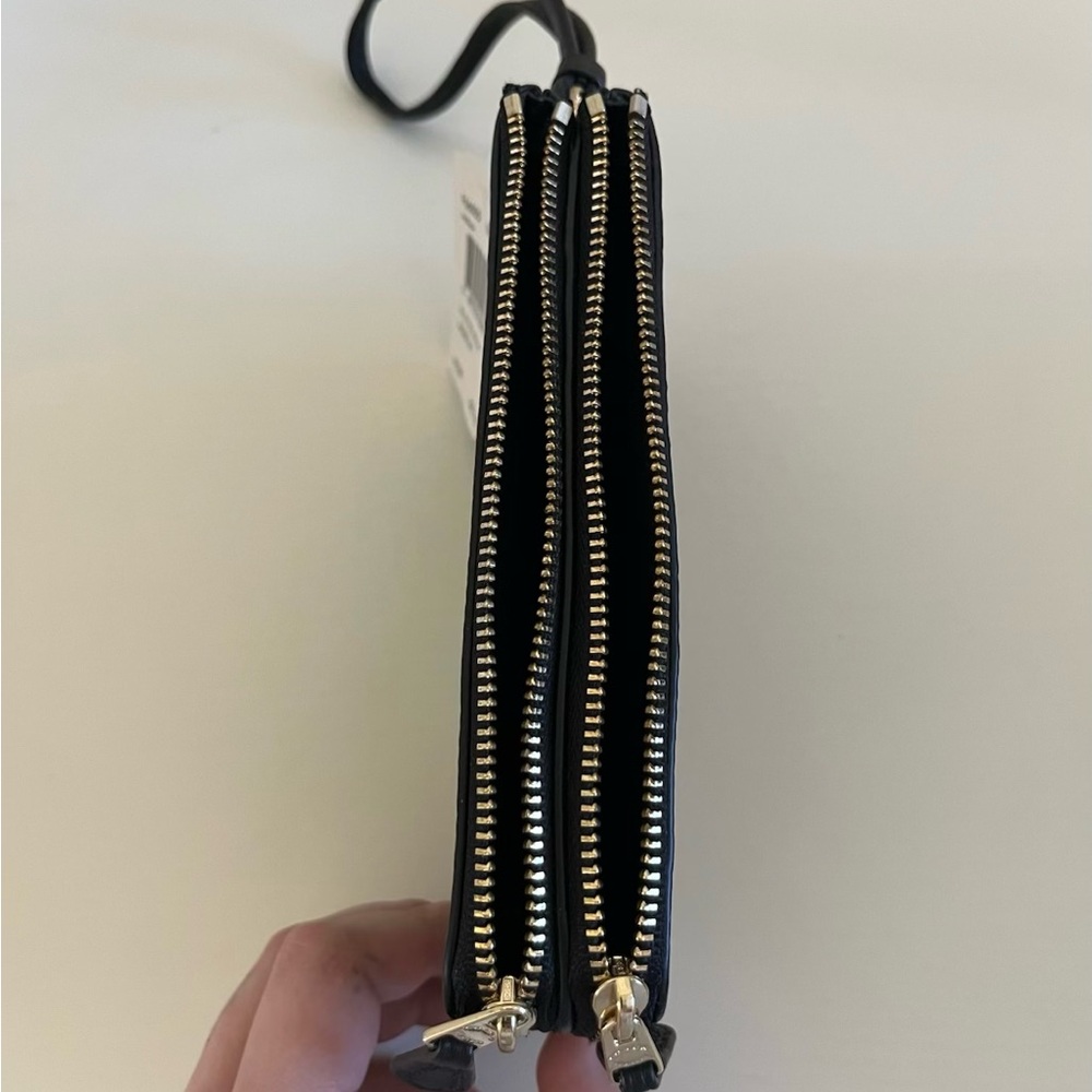 Coach Black Leather Double Zip Wristlet - Picture 4 of 6